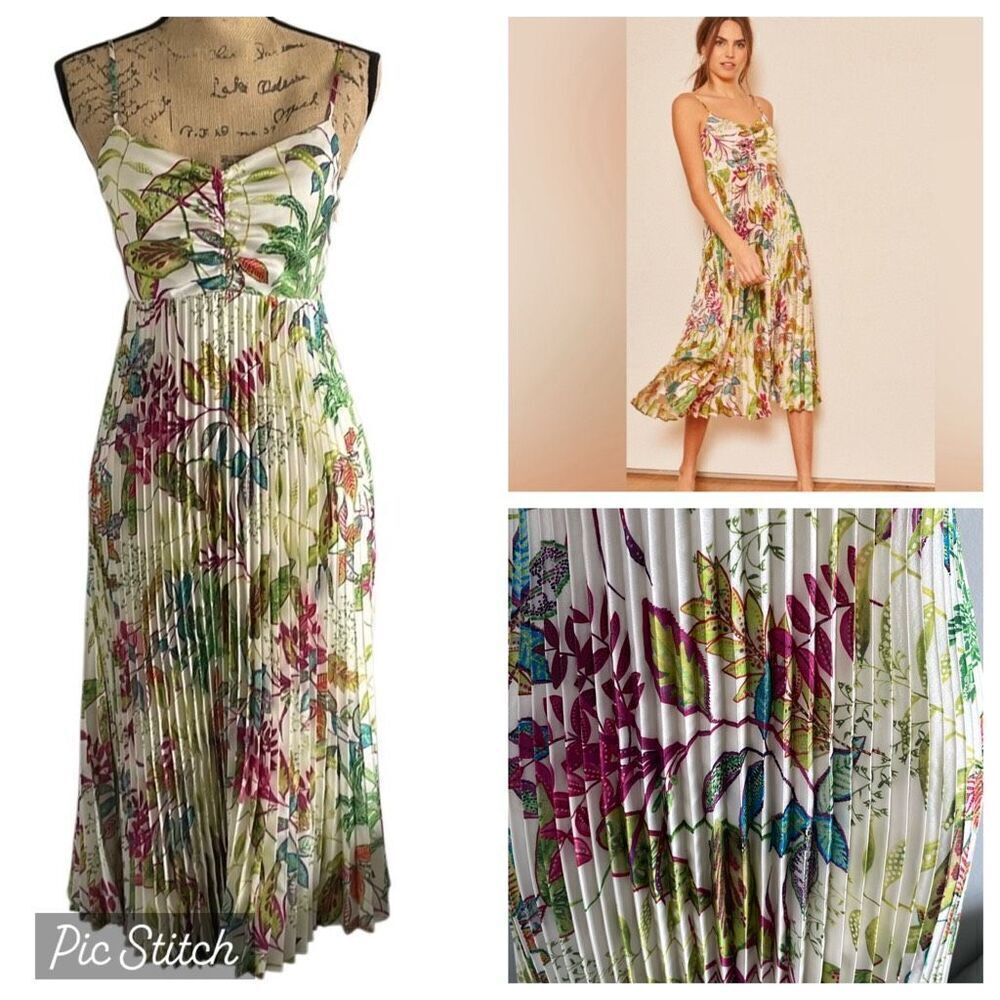 Nearly new! Caballero Kruger Pleated Spaghetti Strap Midi Dress Size S